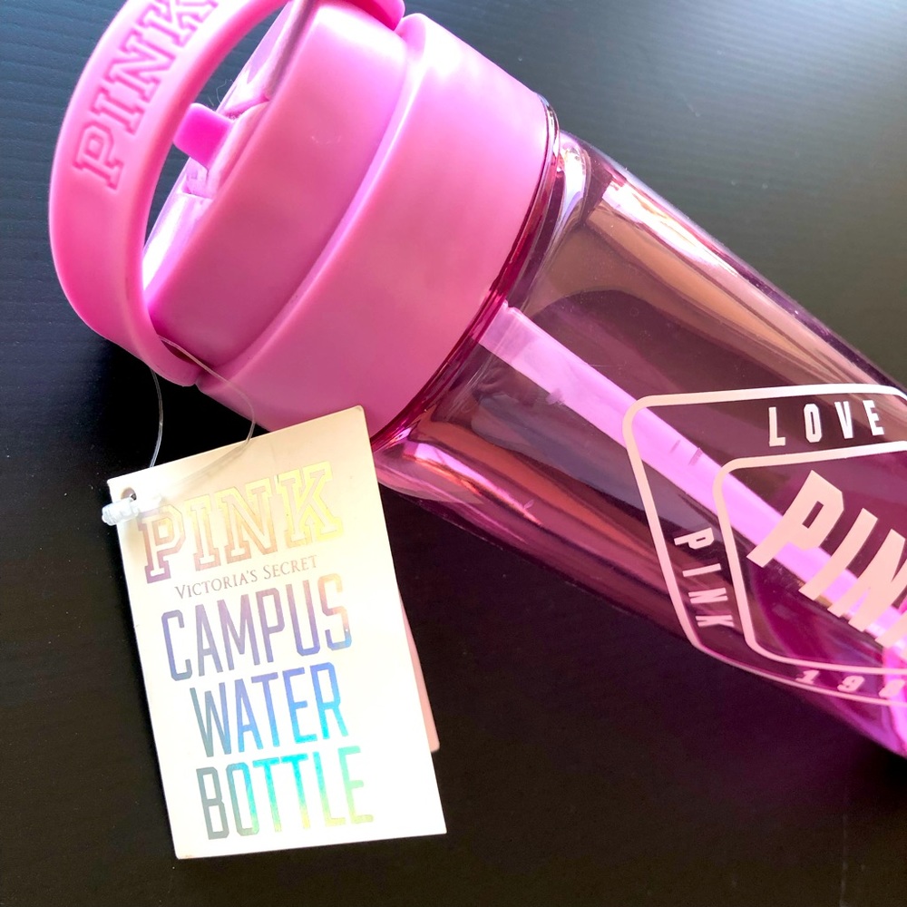 New! Victoria's Secret PINK 1986 Campus Water Bottle With Straw + Small Storage